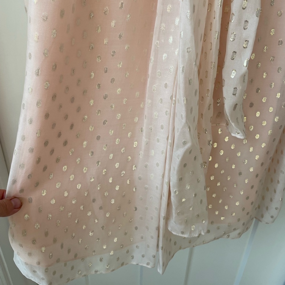 Jill Stuart Y2K Silk Ballerina Pink Strapless Metallic Dot Tea Length Dress - Picture 11 of 13